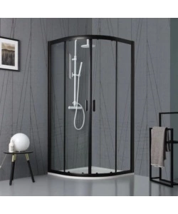 BOX DOCCIA "LUNA" SEMICIRCOLARE NERO OPACO, 80X80X190 CM
